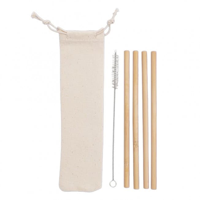 Kit Canudos de Bambu com Escova de Limpeza 14597 Personalizado