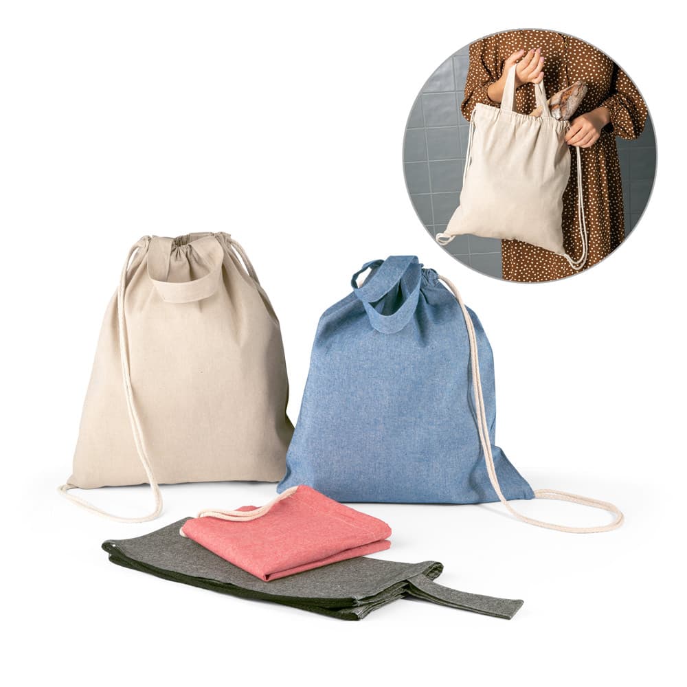 RISSANI. Sacola tipo mochila em 70% algodão e 30% poliéster reciclado (140g/m²) 92936