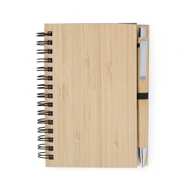 Caderneta em Bambu com Caneta 05134 Personalizada