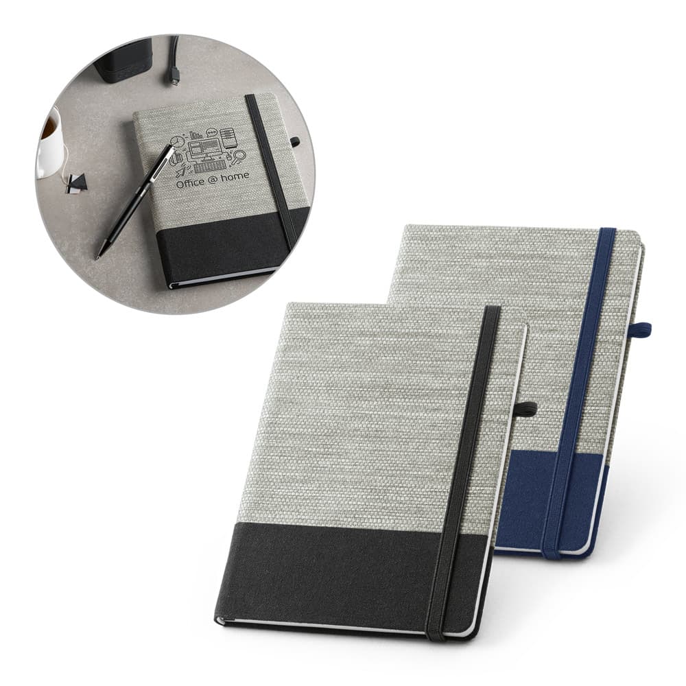 ROUSSEAU II. Caderno A5 Em Palha E Algodão Canvas Com Folhas Pautadas 53268 Personalizado