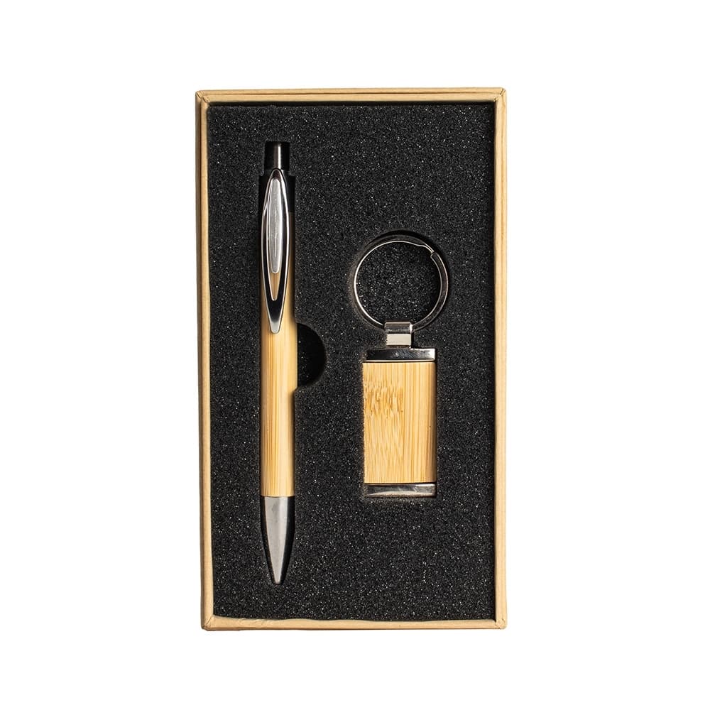 Kit Caneta E Chaveiro Bambu 18835