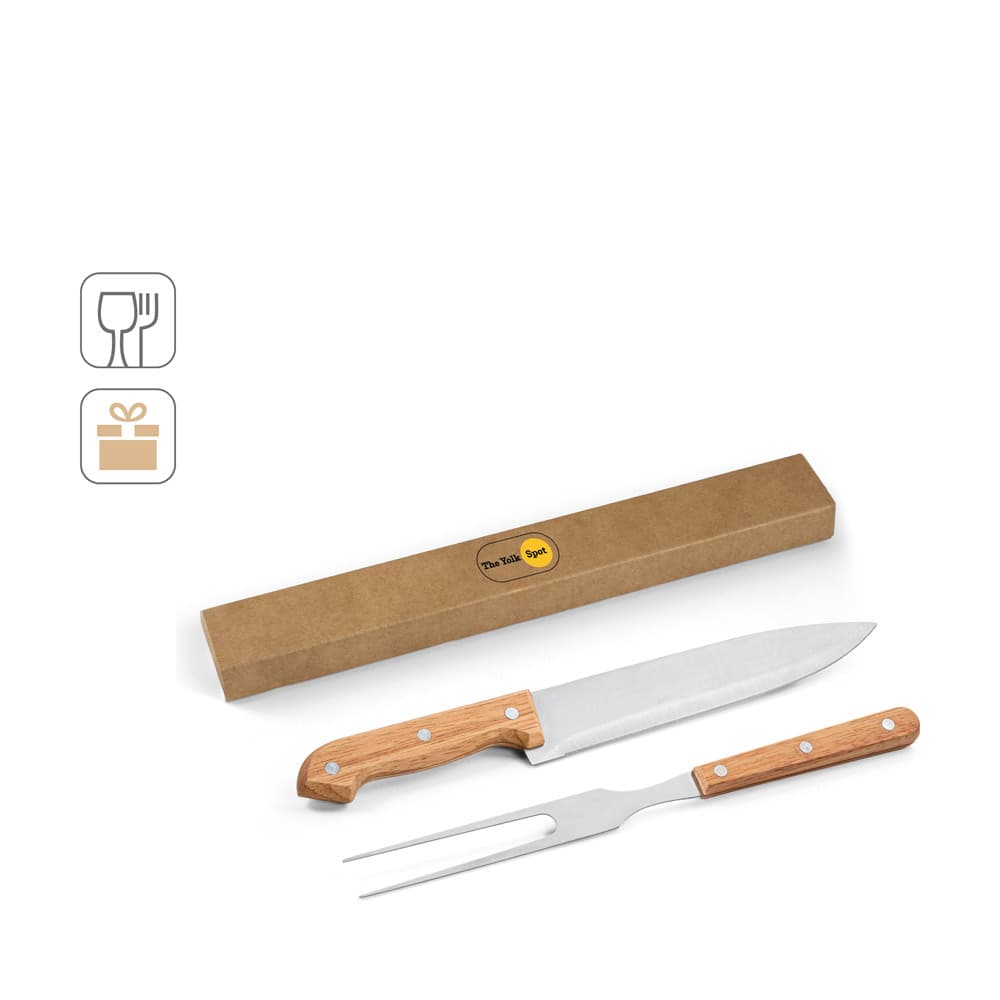 Mojo. Kit Churrasco Em Caixa Presente De Papel Kraft Reciclado Com 2 Utensílios Em Aço Inox E Bambu 94399