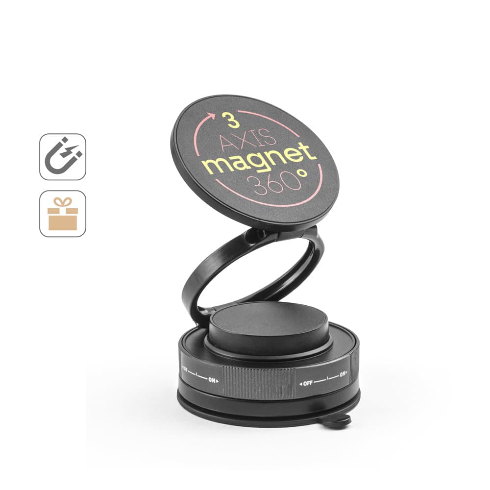 Kepler: suporte celular magnético a vácuo p/ superfícies lisas/porosas (360°) - 97218